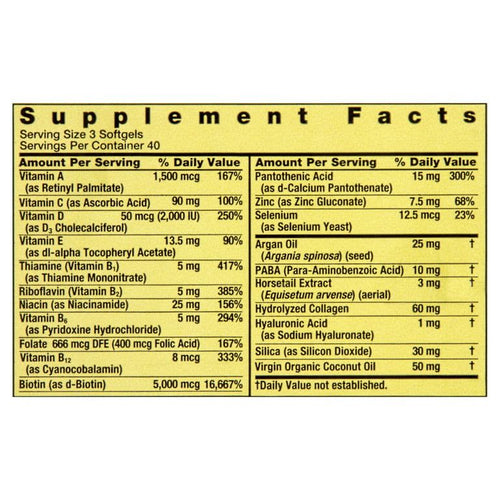Spring Valley Hair, Skin & Nails Dietary Supplement Softgels, 5,000 Mcg, 120 Count EasyOptionXY LLC