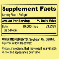 Spring Valley Biotin Hair/Skin/Nails Health Dietary Supplement Softgels, 10,000 mcg, 120 Count EasyOptionXY LLC