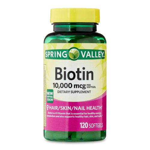 Spring Valley Biotin Hair/Skin/Nails Health Dietary Supplement Softgels, 10,000 mcg, 120 Count EasyOptionXY LLC