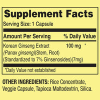 Spring Valley Korean Panax Ginseng Vegetarian Capsules, 100 mg, 60 Count EasyOptionXY LLC