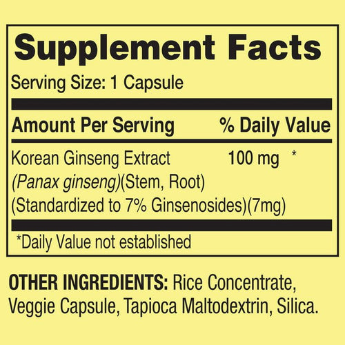 Spring Valley Korean Panax Ginseng Vegetarian Capsules, 100 mg, 60 Count EasyOptionXY LLC