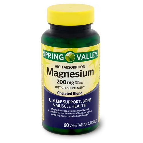Spring Valley Magnesium Sleep Support Bone & Muscle Health Dietary Supplement Vegetarian Capsules, 200 mg, 60 Count EasyOptionXY LLC