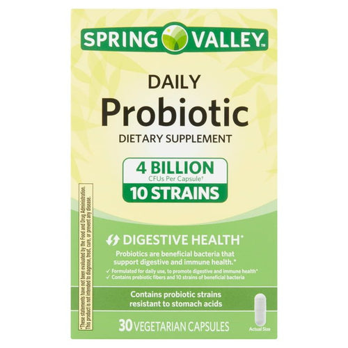 Spring Valley Daily Probiotic Dietary Supplement Vegetarian Capsules for Digestive Health, 30 Count EasyOptionXY LLC