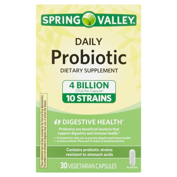 Spring Valley Daily Probiotic Dietary Supplement Vegetarian Capsules for Digestive Health, 30 Count EasyOptionXY LLC