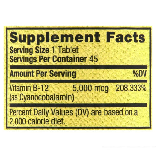 Spring Valley Extra Strength Vitamin B12 Metabolism Support Dietary Supplement Fast Dissolve Tablets, Mixed Berry, 5000 mcg, 45 Count EasyOptionXY LLC