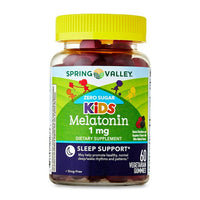 Spring Valley Zero Sugar Kids Melatonin Sleep Support Dietary Supplement Gummies, Blackberry and Raspberry, 1 mg, 60 Count EasyOptionXY LLC