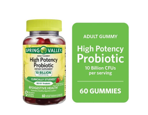 Spring Valley High Potency Probiotic Gummies, 10B CFU, Strawberry Lemonade, 60 Count - Unisex EasyOptionXY LLC