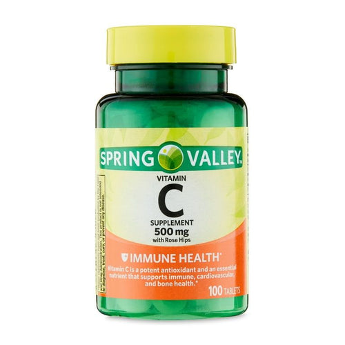 Spring Valley Vitamin C with Rose Hips Supplement, 500 mg, 100 Tablets EasyOptionXY LLC