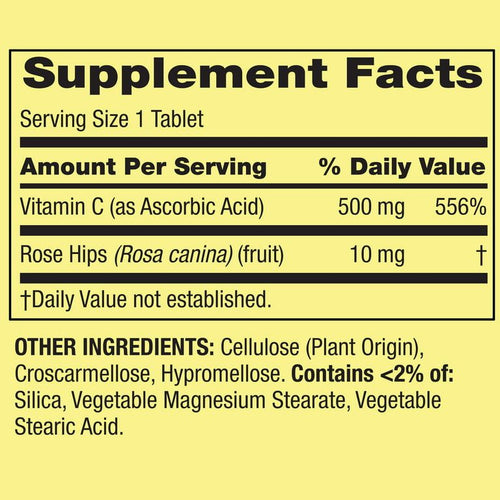 Spring Valley Vitamin C with Rose Hips Supplement, 500 mg, 100 Tablets EasyOptionXY LLC