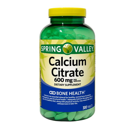 Spring Valley Calcium Citrate Tablets Dietary Supplement, 600 mg, 300 Count EasyOptionXY LLC
