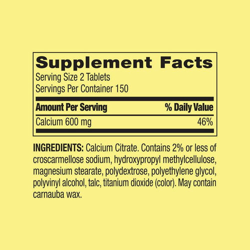 Spring Valley Calcium Citrate Tablets Dietary Supplement, 600 mg, 300 Count EasyOptionXY LLC