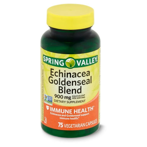 Spring Valley Echinacea Goldenseal Blend Dietary Supplement, 900 mg, 75 Vegetarian Capsules EasyOptionXY LLC