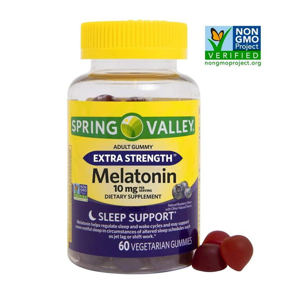 Spring Valley Non GMO Melatonin Dietary Supplement Gummies, Blueberry, 10 mg, 60 Count EasyOptionXY LLC