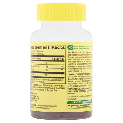 Spring Valley Non GMO Melatonin Dietary Supplement Gummies, Blueberry, 10 mg, 60 Count EasyOptionXY LLC