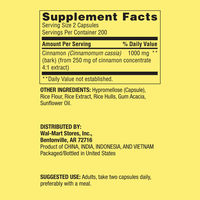Spring Valley Cinnamon Dietary Support Vegetarian Capsules, 1,000 mg, 400 Count EasyOptionXY LLC