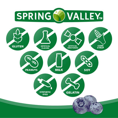 Spring Valley Non GMO Melatonin Vegetarian Gummies, Blueberry, 10 mg, 120 Count Value Size EasyOptionXY LLC