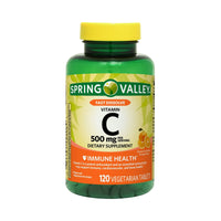 Spring Valley Vitamin C Fast Dissolve Tablets Dietary Supplement, Orange Flavor, 500 mg, 120 Count EasyOptionXY LLC