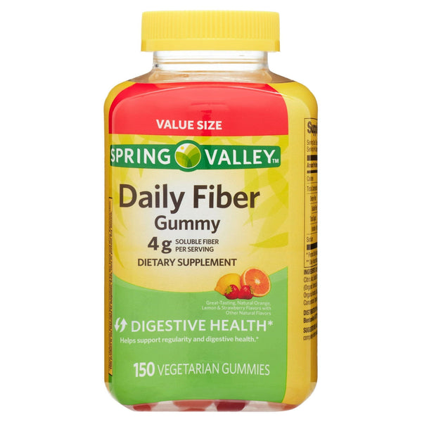 Spring Valley Digestive Health Fiber Supplement Gummies, Orange Lemon Strawberry, 150 Count EasyOptionXY LLC