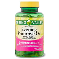 Spring Valley Evening Primrose Oil Women's Health Dietary Supplement Softgels, 1000 mg, 75 Count EasyOptionXY LLC