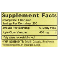 Spring Valley Apple Cider Vinegar Dietary Supplement Value Size, 450 mg, 250 count EasyOptionXY LLC