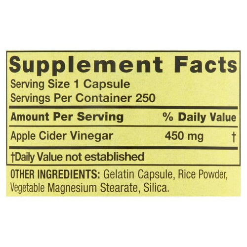 Spring Valley Apple Cider Vinegar Dietary Supplement Value Size, 450 mg, 250 count EasyOptionXY LLC