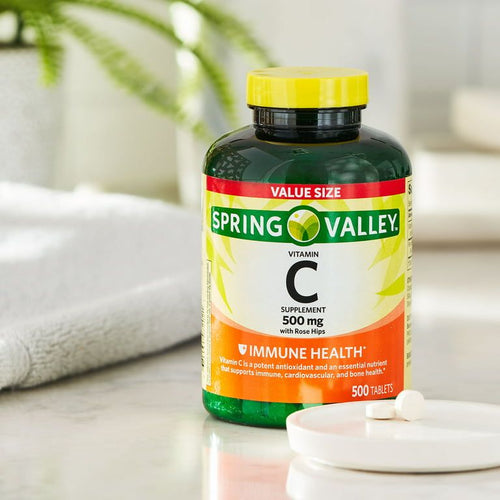 Spring Valley Vitamin C Tablets with Rose Hips, 500 mg, 500 Count Value Size EasyOptionXY LLC