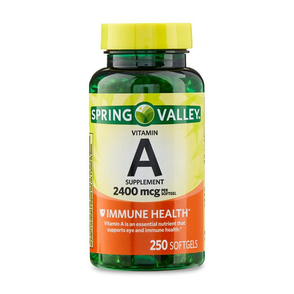Spring Valley Vitamin A Softgels, 2400 mcg, 250 Count EasyOptionXY LLC