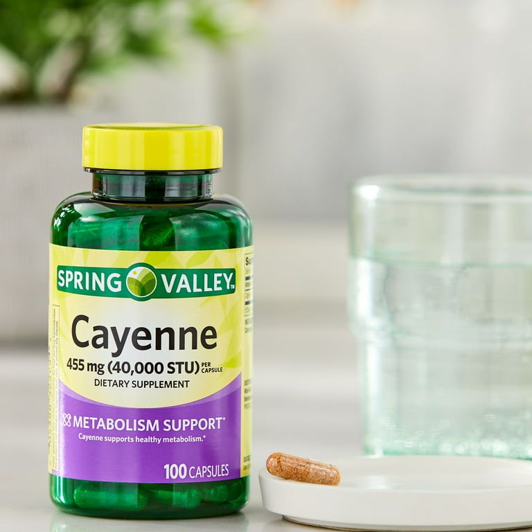 Spring Valley Cayenne Metabolism Support Dietary Supplement Capsules, 455 mg, 100 Count EasyOptionXY LLC