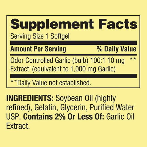 Spring Valley Odor-Controlled Garlic Softgels Dietary Supplement Value Size, 1,000 mg, 200 Count EasyOptionXY LLC