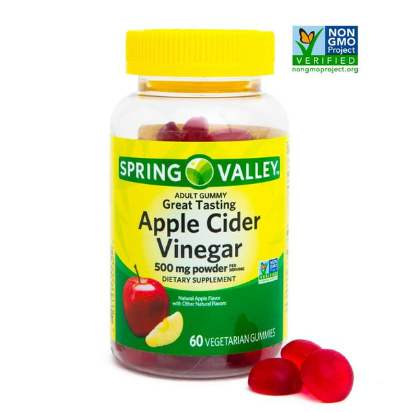 Spring Valley Non GMO Dietary Supplement Gummies, Apple Cider Vinegar, 500 mg, 60 Count EasyOptionXY LLC