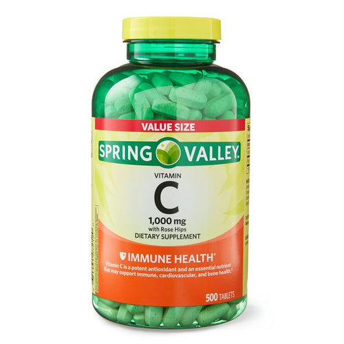 Spring Valley Vitamin C with Rose Hips Tablets Dietary Supplement Value Size, 1,000 mg, 500 Count EasyOptionXY LLC