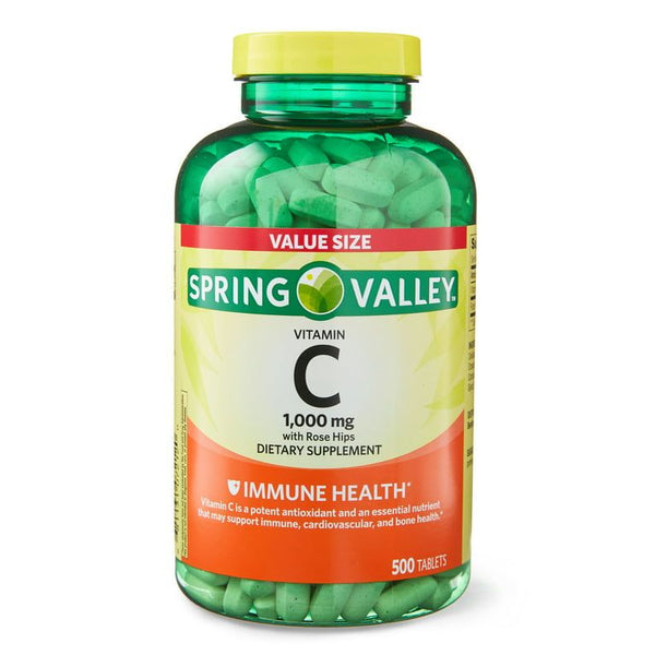 Spring Valley Vitamin C with Rose Hips Tablets Dietary Supplement Value Size, 1,000 mg, 500 Count EasyOptionXY LLC