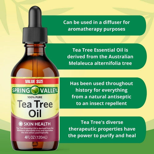 Spring Valley 100% Pure Tea Tree Oil for Skin Health, Liquid Supplement, 4 fl oz EasyOptionXY LLC