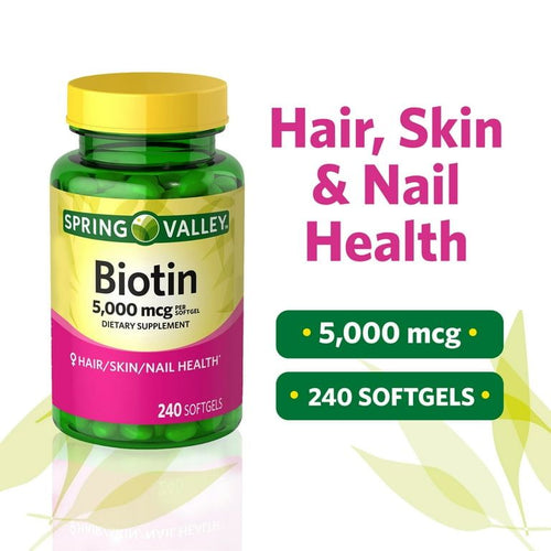 Spring Valley Biotin Softgels Dietary Supplement, 5,000 mcg, 240 Count EasyOptionXY LLC