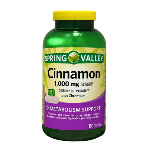 Spring Valley Cinnamon Plus Chromium Capsules Dietary Supplement, 1,000 mg, 180 Count EasyOptionXY LLC
