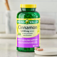 Spring Valley Cinnamon Plus Chromium Capsules Dietary Supplement, 1,000 mg, 180 Count EasyOptionXY LLC