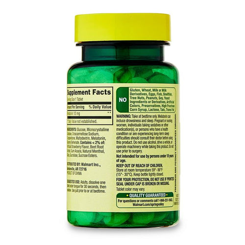 Spring Valley Ultra Strength Melatonin Sleep Support Dietary Supplement Fast-Dissolve Tablets, 12 mg, 60 Count EasyOptionXY LLC