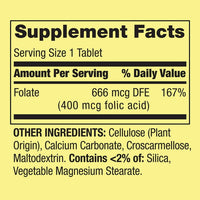 Spring Valley Folate Dietary Supplement Tablets, 400 mcg, 250 Count EasyOptionXY LLC