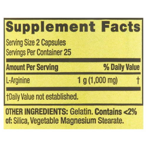 Spring Valley L-Arginine Amino Acid Supplements, 500 mg, 50 Count EasyOptionXY LLC