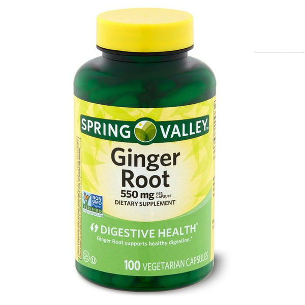 Spring Valley Ginger Root Digestive Health Dietary Supplement Capsules, 550 mg, 100 Count EasyOptionXY LLC