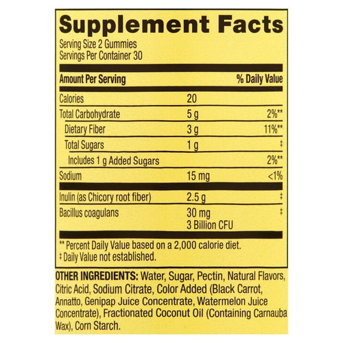 Spring Valley Inulin Probiotic Supplement Vegetarian Gummies, Assorted Fruit, 60 Count EasyOptionXY LLC