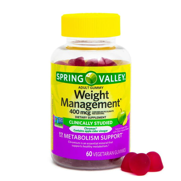 Spring Valley Non GMO Weight Management Dietary Supplement Gummies, Apple, 400 mcg, 60 Count EasyOptionXY LLC