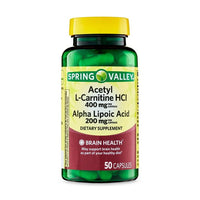Spring Valley Acetyl L-Carnitine HCI 400 mg + Alpha Lipoic Acid 200 mg Capsules, 50 Count EasyOptionXY LLC