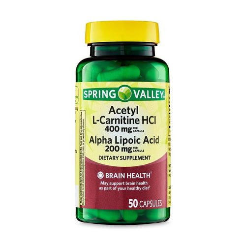 Spring Valley Acetyl L-Carnitine HCI 400 mg + Alpha Lipoic Acid 200 mg Capsules, 50 Count EasyOptionXY LLC