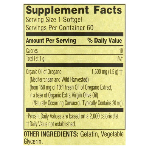 Spring Valley Mediterranean Oil of Oregano Extract Herbal Supplement Softgels, 1,500 mg, 60 Count EasyOptionXY LLC