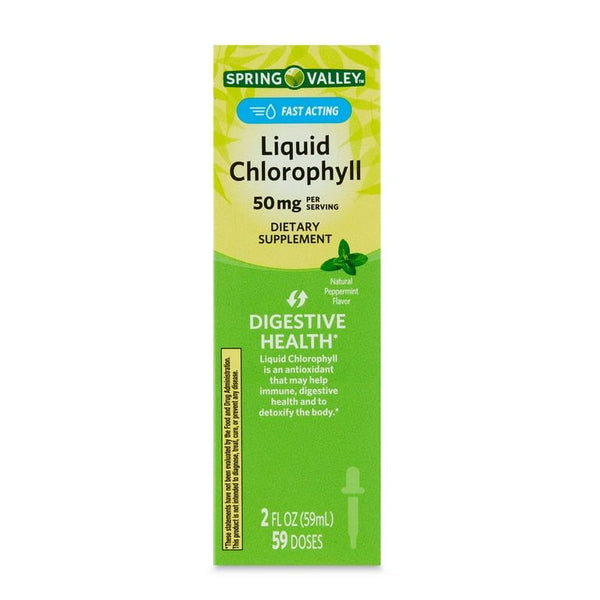 Spring Valley Fast Acting Chlorophyll Digestive Health Dietary Supplement Liquid, Peppermint, 50 mg, 2 fl oz EasyOptionXY LLC