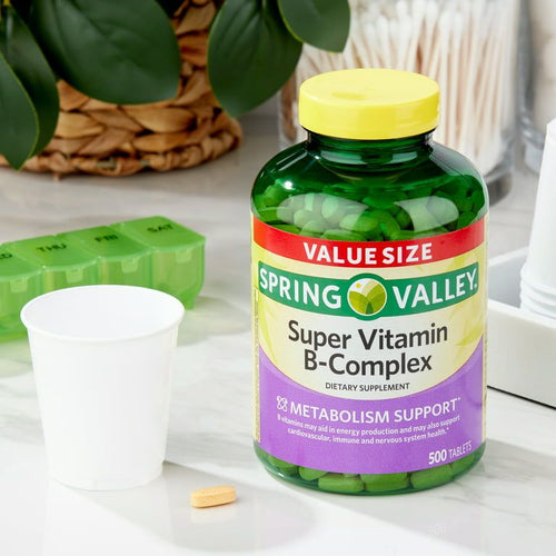 Spring Valley Super Vitamin B-Complex Tablets Dietary Supplement Value Size, 500 Count EasyOptionXY LLC