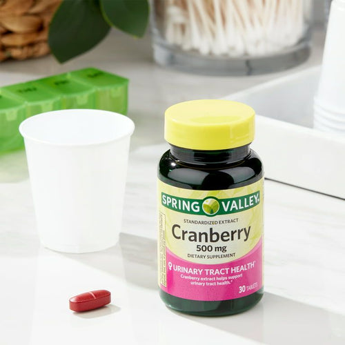 Spring Valley Standardized Extract Cranberry Urinary Tract Health Dietary Supplement Tablets, 500 mg, 30 Count EasyOptionXY LLC