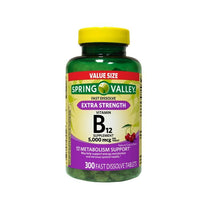 Spring Valley Extra Strength Vitamin B12 Fast Dissolve Tablets, Cherry, 5000 Mcg, 300 Ct, Value Size EasyOptionXY LLC
