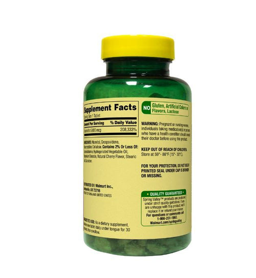 Spring Valley Extra Strength Vitamin B12 Fast Dissolve Tablets, Cherry, 5000 Mcg, 300 Ct, Value Size EasyOptionXY LLC